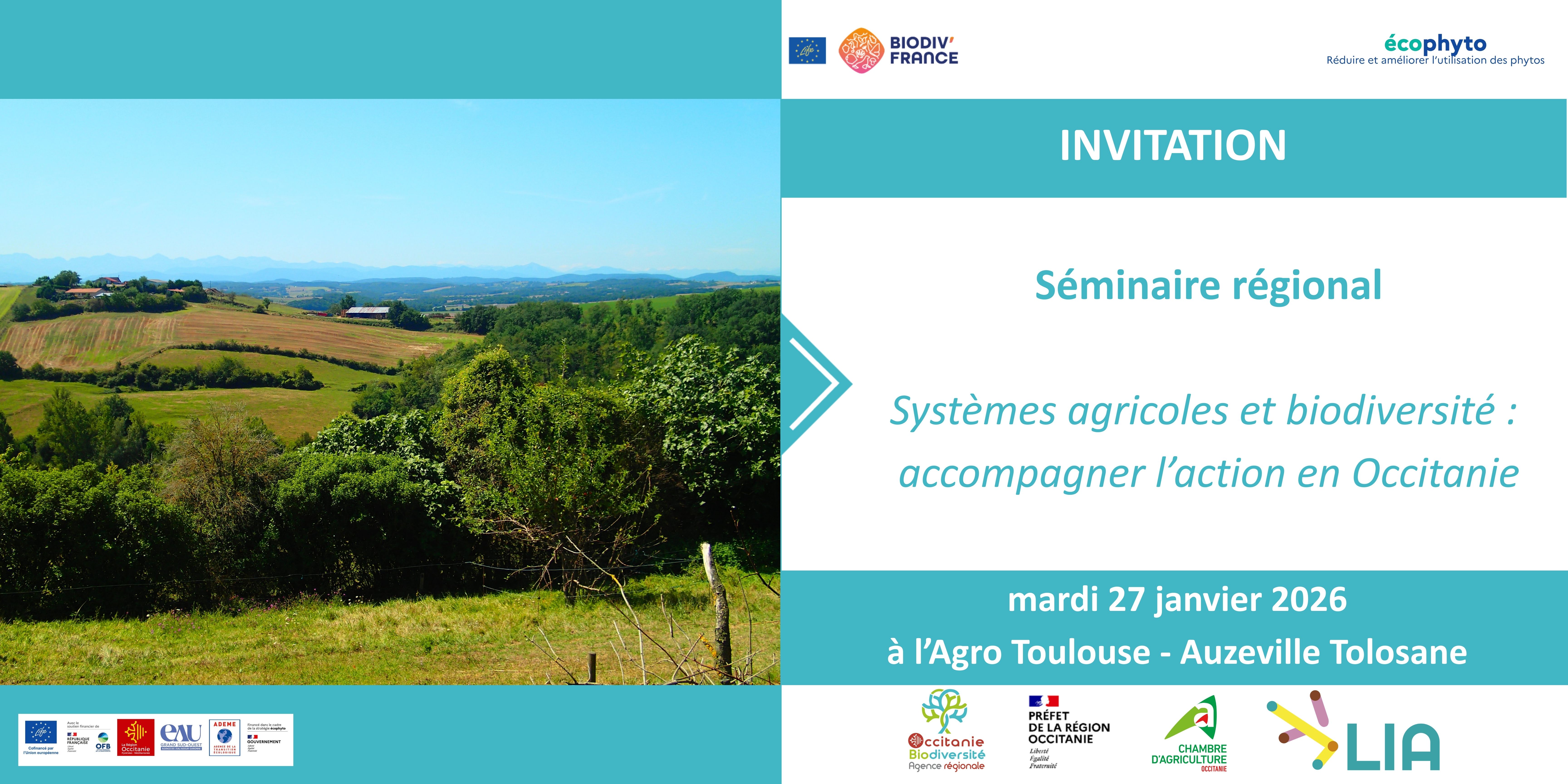 Séminaire Agriculture et Biodiversité Occitanie Diffusion invitations | 27 janvier
